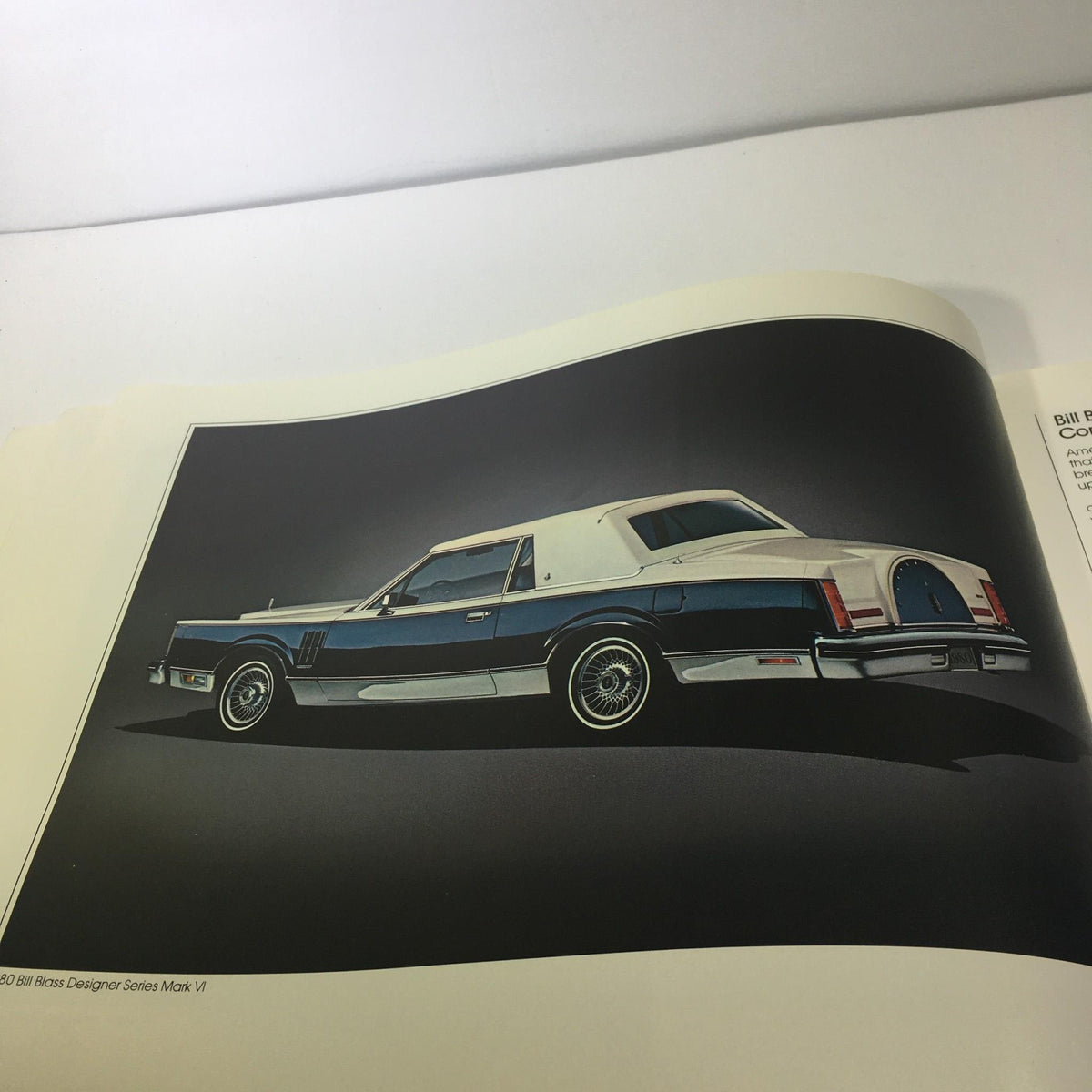 Interior page of the 1980 Pucci Designer Continental Series Mark VI Car Sale Brochure featuring the Bill Blass Designer Series Mark VI car illustration.