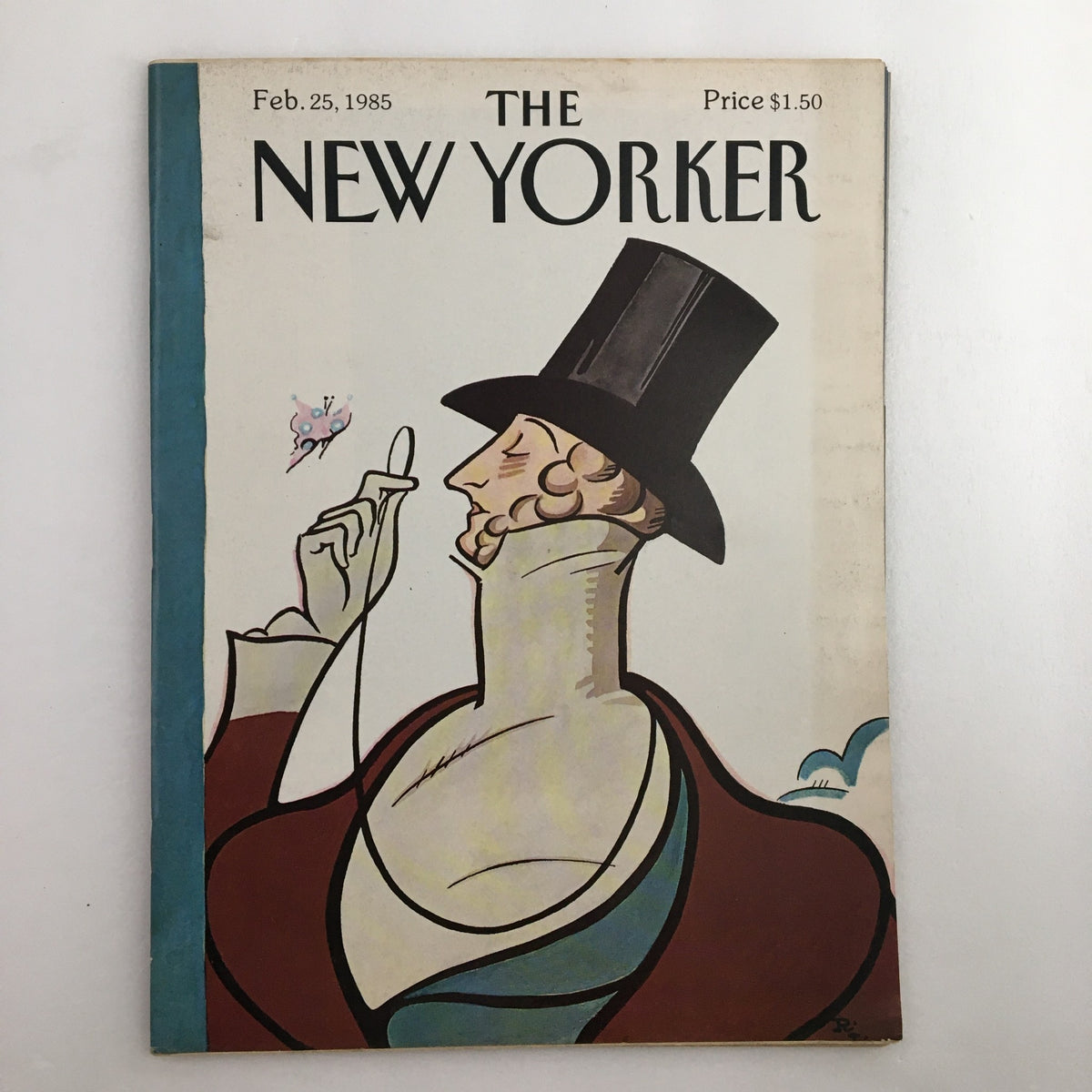 The New Yorker Full Magazine February 25 1985 cover featuring Eustace Tilley illustration by Rea Irvin with a quirky character in a top hat.