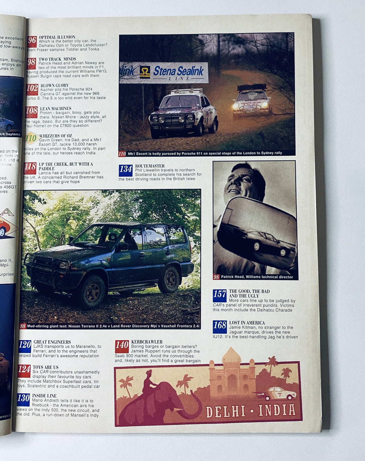 Feature page from CAR Magazine August 1993 discussing the Nissan Terrano II and Land Rover Discovery II, alongside reviews and insights on performance.
