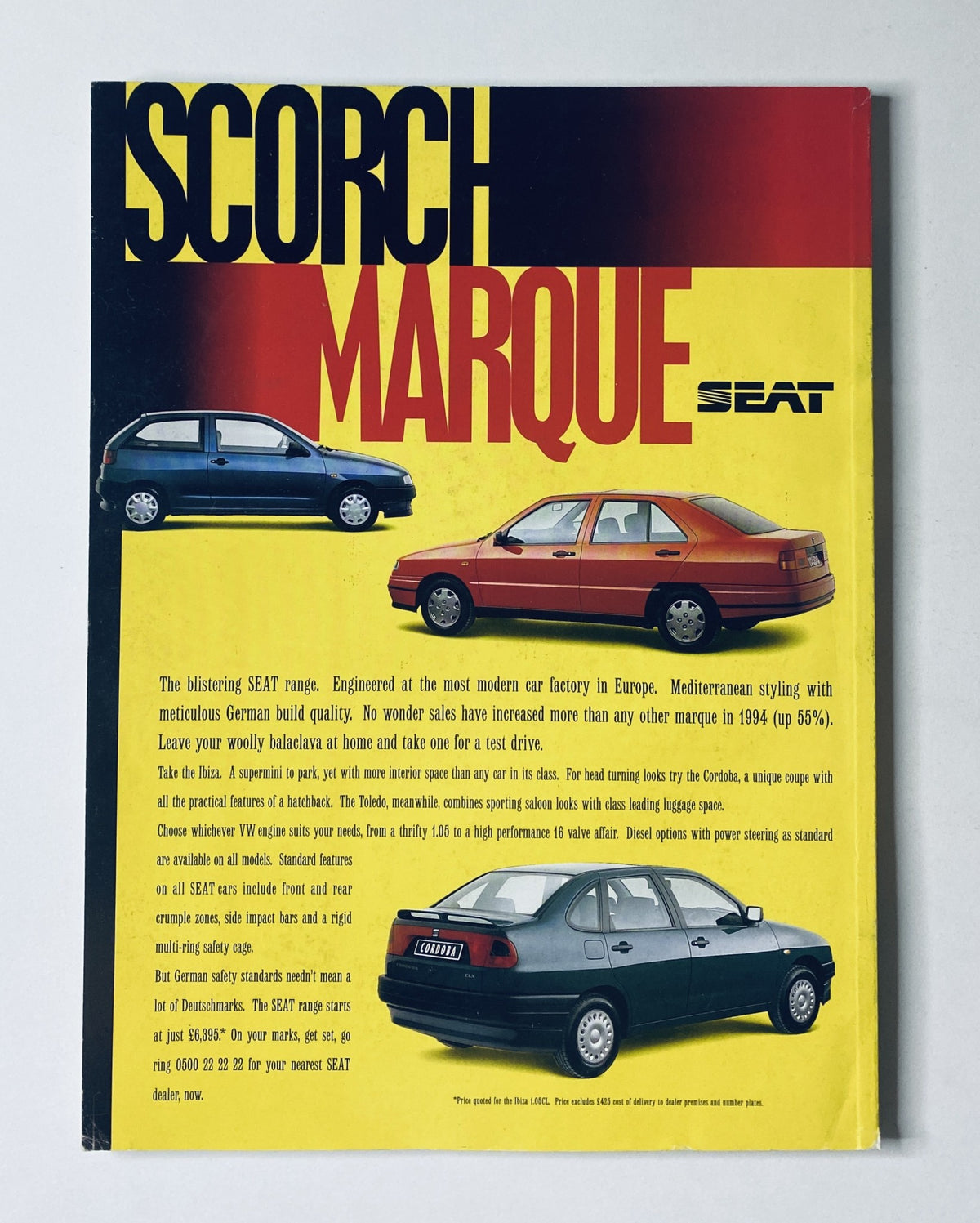 Back cover of CAR Magazine May 1995 displaying a promotional advertisement for the SEAT range of vehicles.