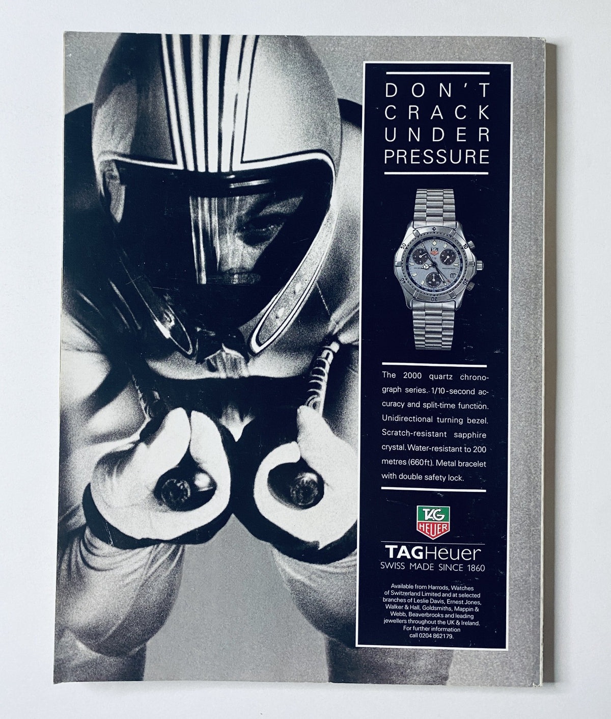 Advertisement from CAR Magazine June 1994 for TAG Heuer watches, featuring a racing-themed design with a focus on precision and durability.