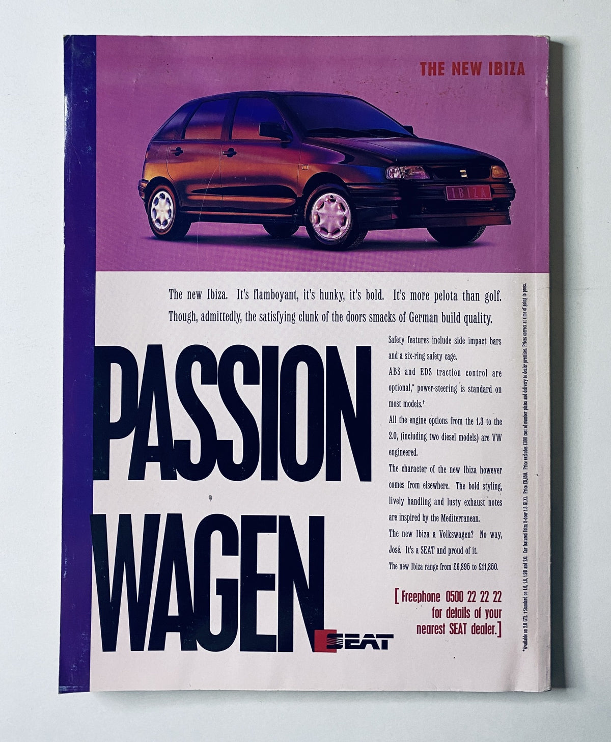 Cover of CAR Magazine March 1994 featuring the title 'Cheap Thrills Test: Bugatti EB110, XJ220, Ferrari F40' with a headline on the right side about the SEAT Ibiza car model.