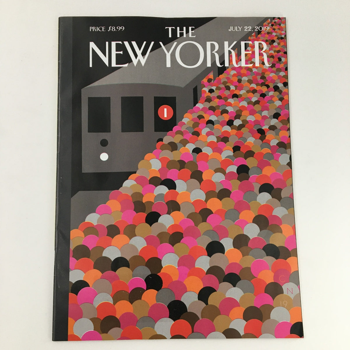 Cover of The New Yorker July 22, 2019, featuring a colorful design by Christoph Niemann, showcasing a vibrant illustration with distinctive patterns.