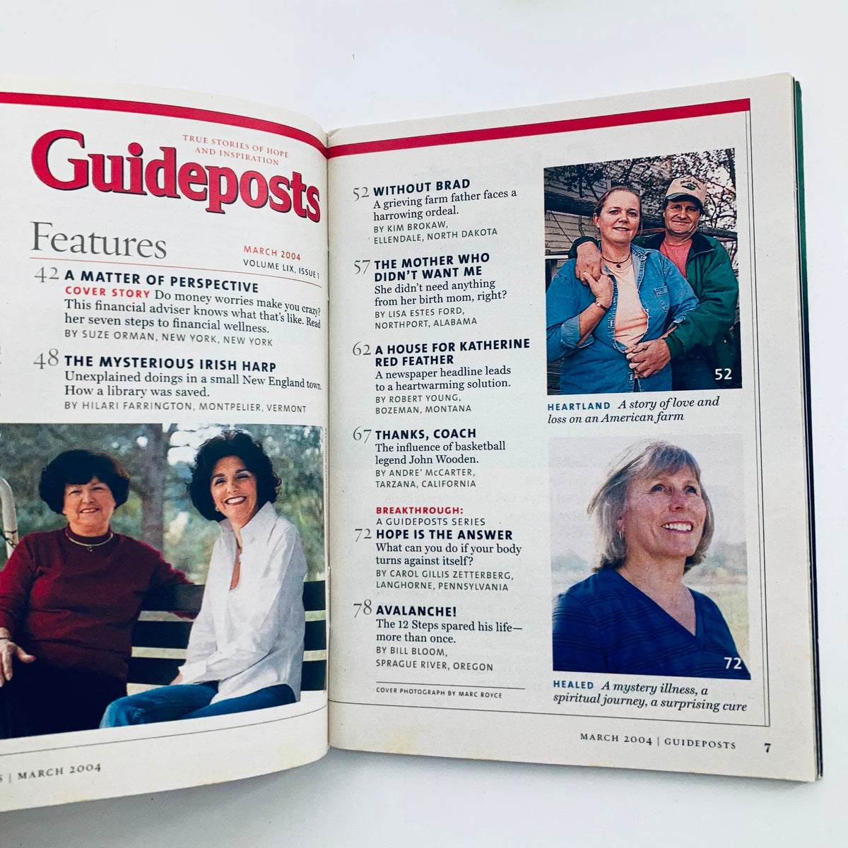 Guideposts Magazine March 2004 featuring various articles including 'A Matter of Perspective' and other stories of hope and inspiration.