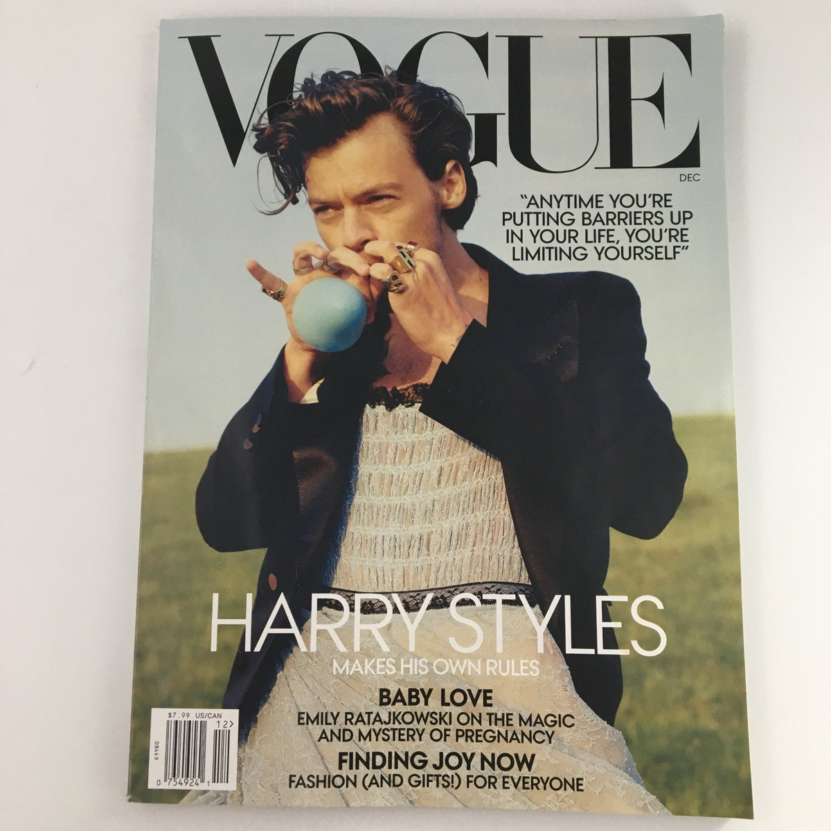 Vogue Magazine December 2020 featuring Harry Styles on the cover with a whimsical Playtime theme.