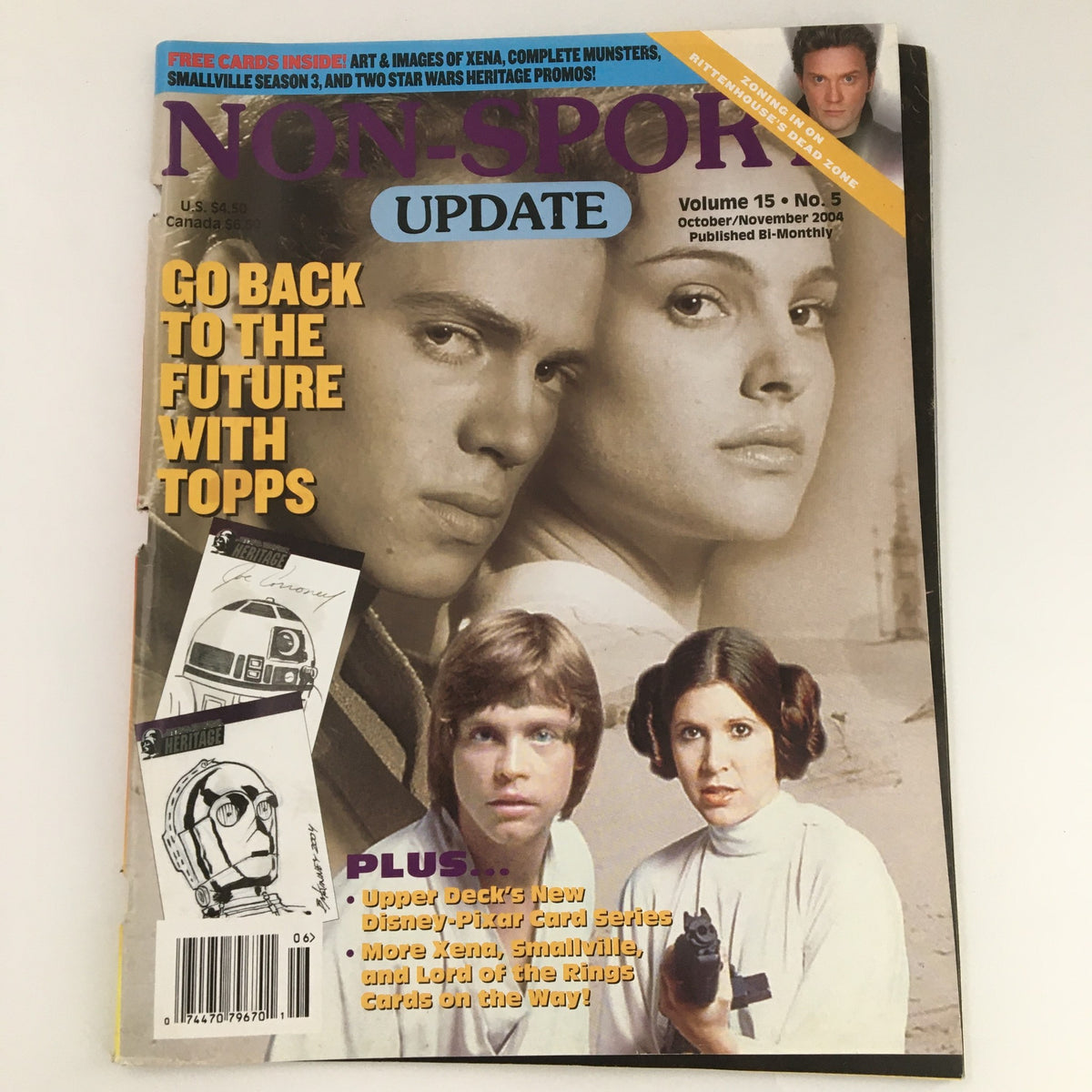 Cover of Non-Sport Magazine October November 2004 Vol 15 #5 featuring Natalie Portman, showcasing retro pop culture with themes including Star Wars and Disney.
