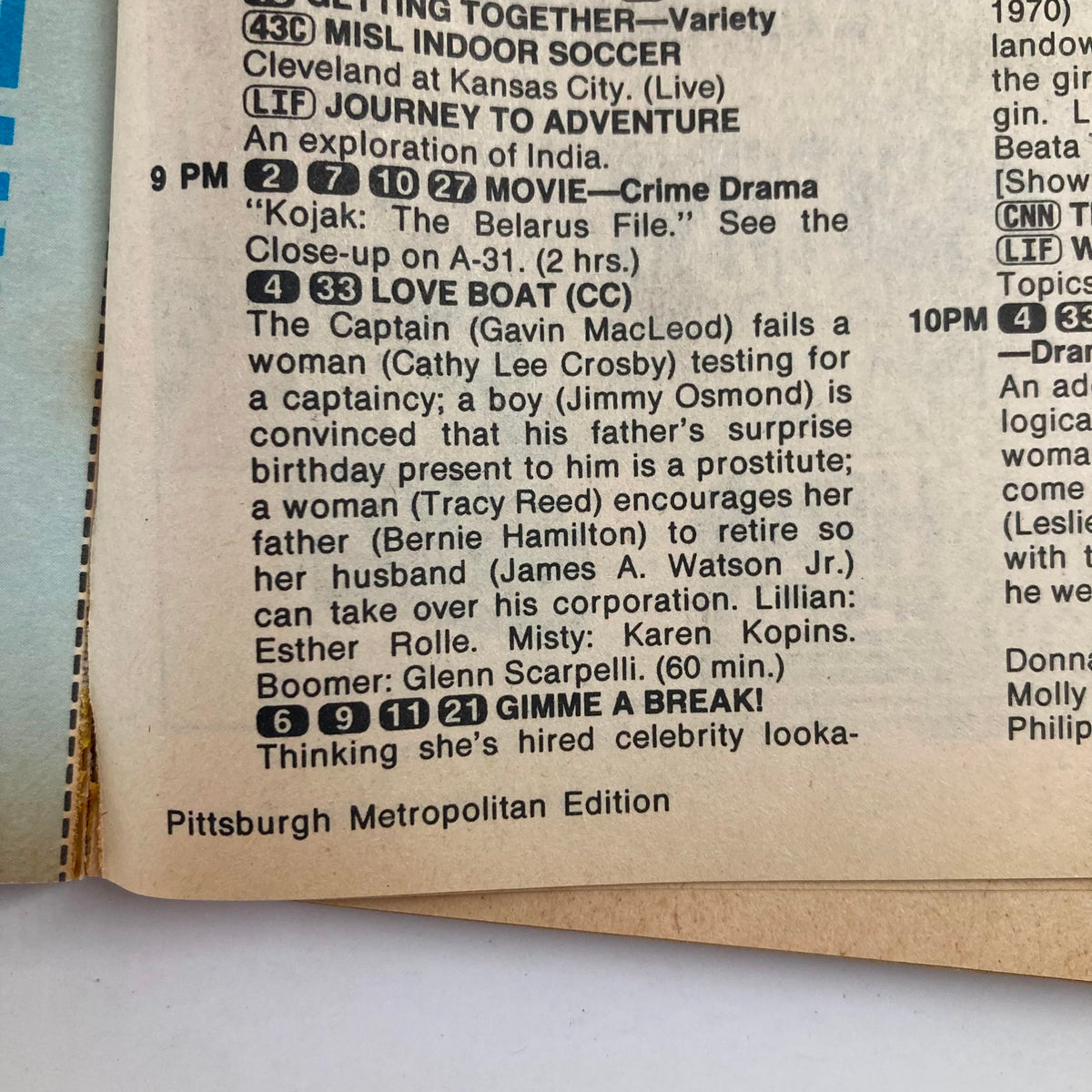 Inside page of TV Guide Magazine February 16 1985, highlighting TV listings and movie schedules, featuring the Pittsburgh Metropolitan Edition.