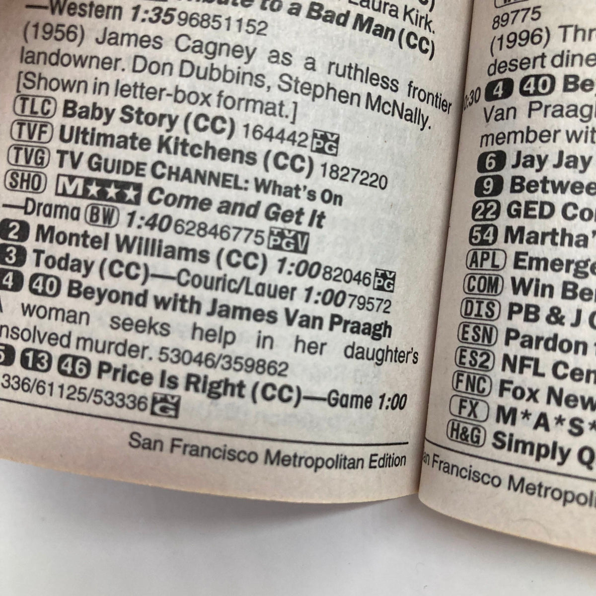 TV Guide Magazine November 23 2002 San Francisco Metro Edition featuring a listing of television programs, including popular shows like 'The Price is Right' and 'Montel Williams'. This image highlights the contents of the magazine, showcasing notable TV shows from that era.