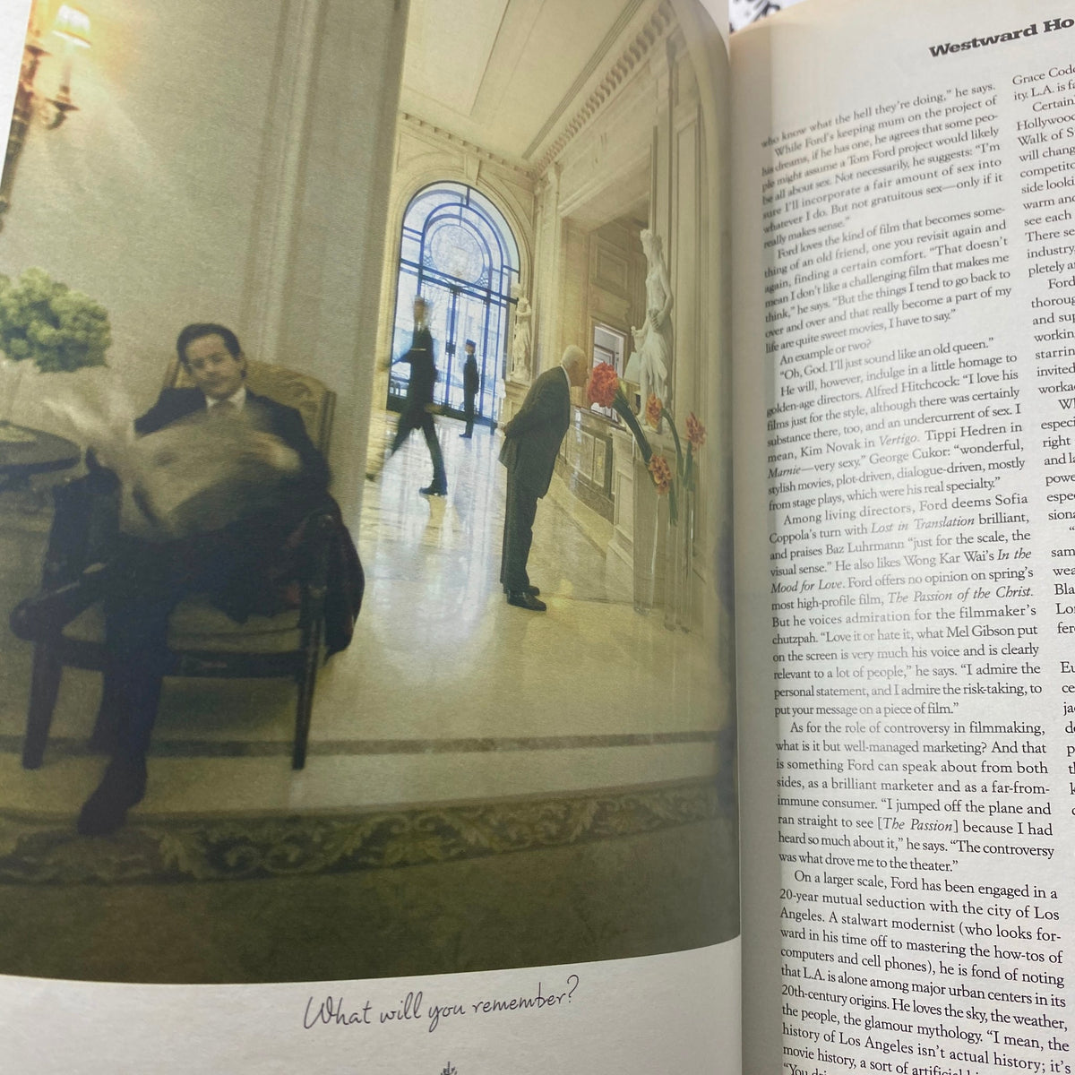 Another page from W Magazine June 2004 displaying a chic, stylish setting, focusing on themed articles and visual storytelling.