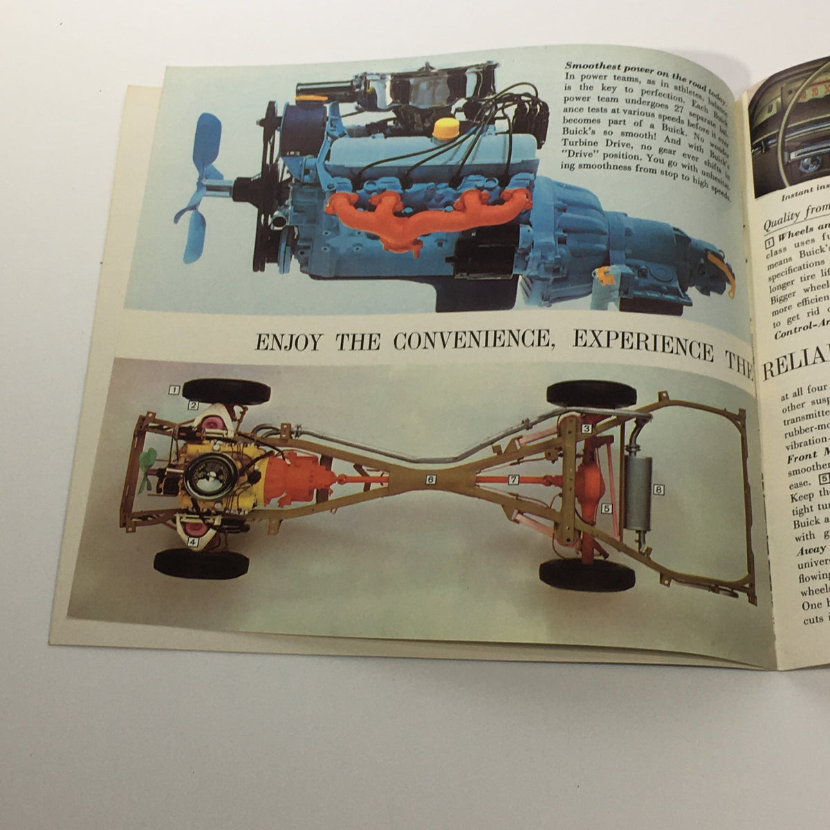 1961 Full Size Turbine Drive Buicks 4-Door and 2-Door Sedan Car Sale Brochure featuring an illustration of the engine and chassis layout, highlighting Buick's innovative Turbine Drive technology.
