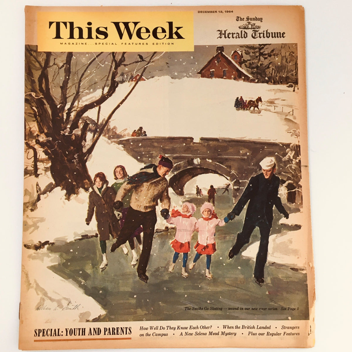 VTG This Week Magazine December 13 1964 The Smiths Go Skating Cover featuring a winter scene with people skating and children on ice, reflective of mid-60s culture.