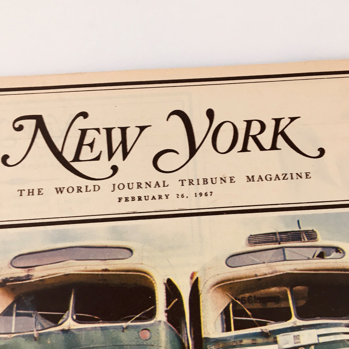 Cover of VTG New York Magazine February 26 1967 featuring the title 'New York' with decorative font and a date reference, showcasing vintage magazine aesthetics.