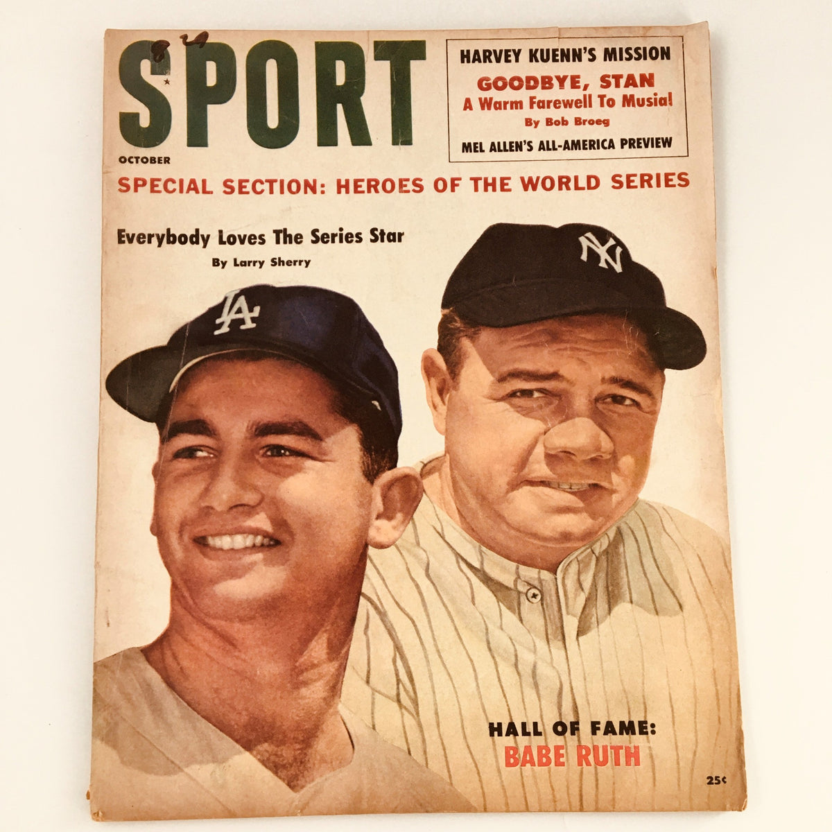 VTG Sport Magazine October 1960 featuring Hall of Famer Babe Ruth on the cover. This vintage magazine showcases iconic sports history and nostalgia.