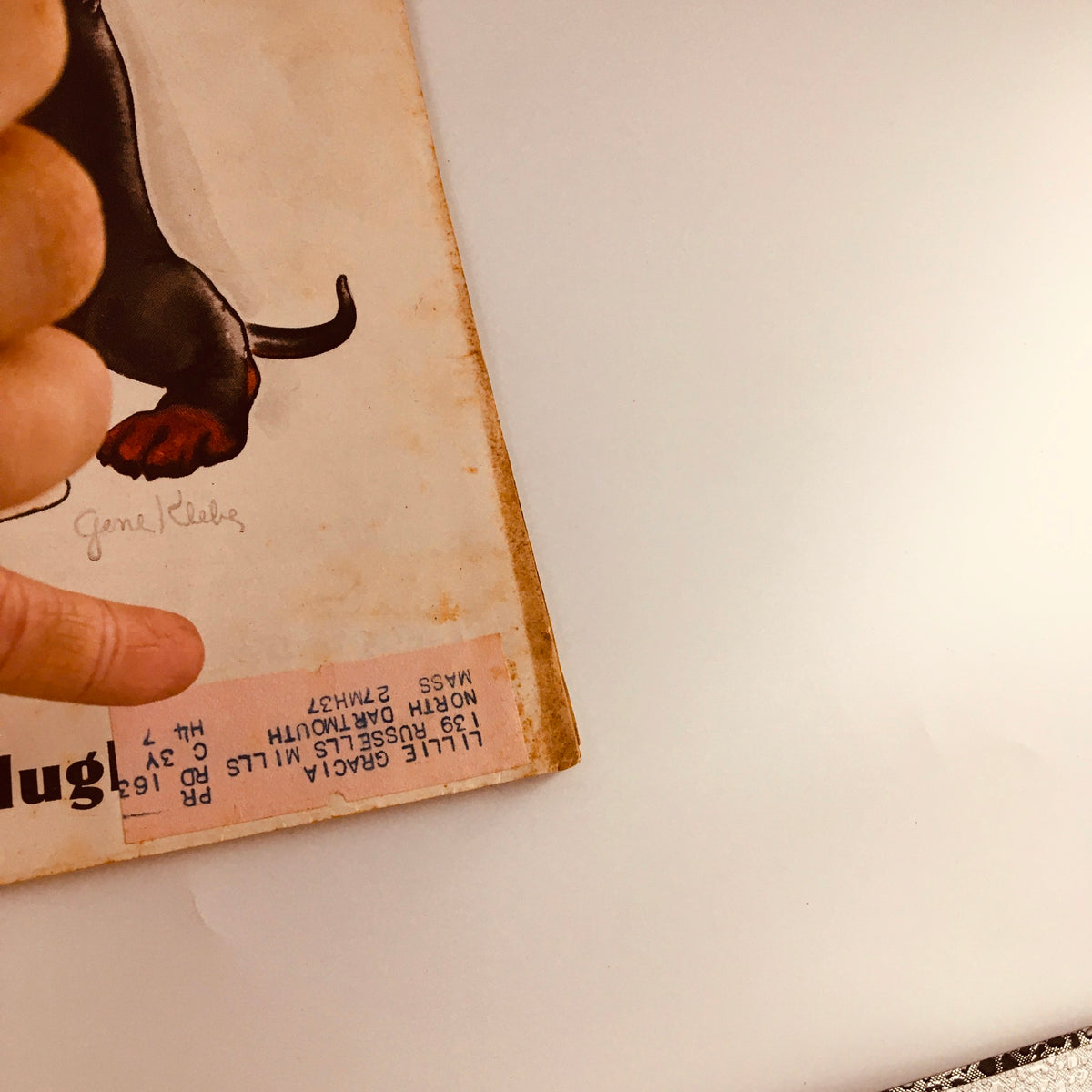 Detailed view of the vintage Collier's Magazine cover dated April 21, 1934, illustrating playful puppies. Features the publication title 'VTG Collier's Magazine April 21 1934 2 Puppies Cover, The German by Hugh Walpole' with minor wear highlighting its nostalgic charm.