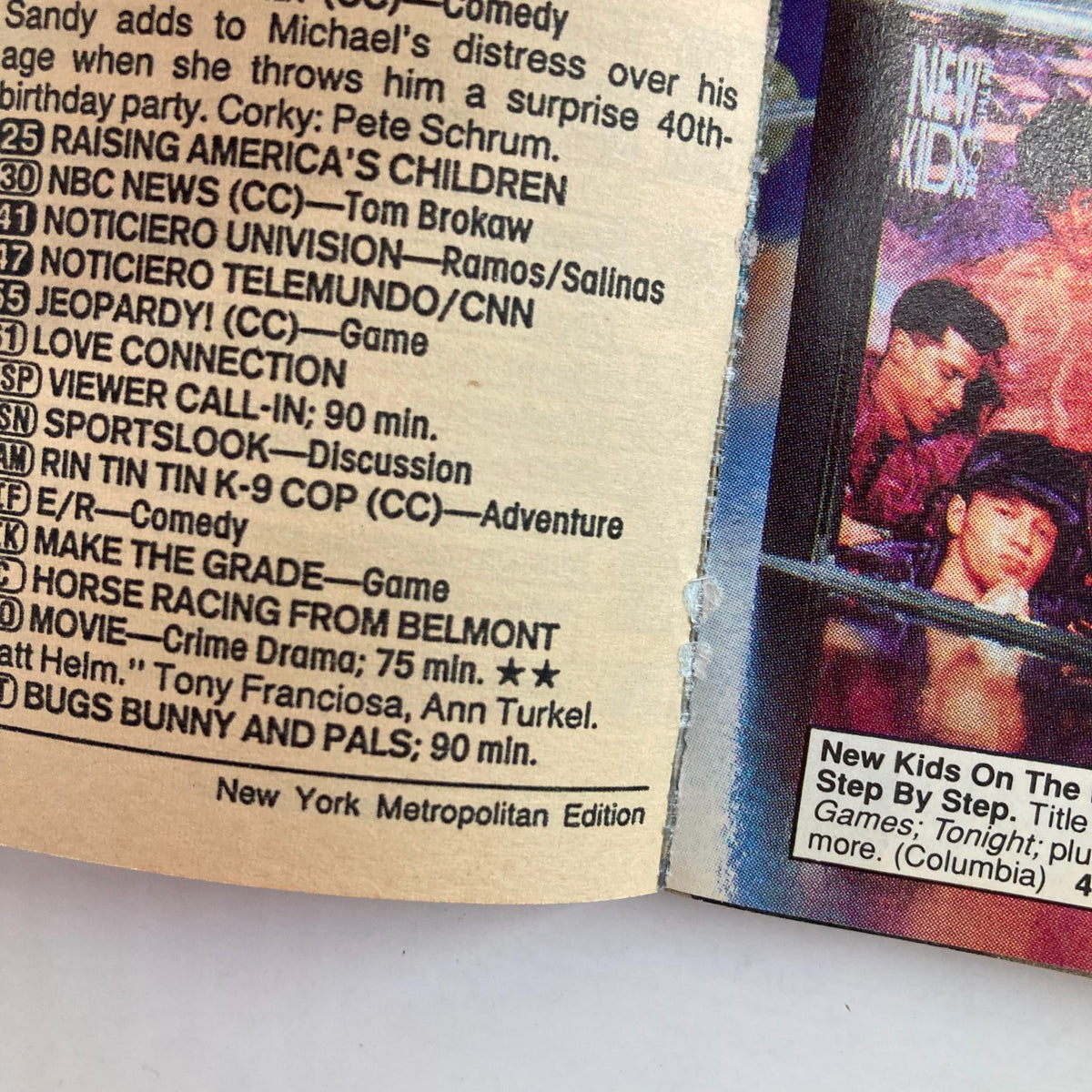 Inside page of TV Guide Magazine from September 29, 1990 displaying a programming schedule. The page includes listings for popular shows and channels, revealing insights into the television landscape during this era.