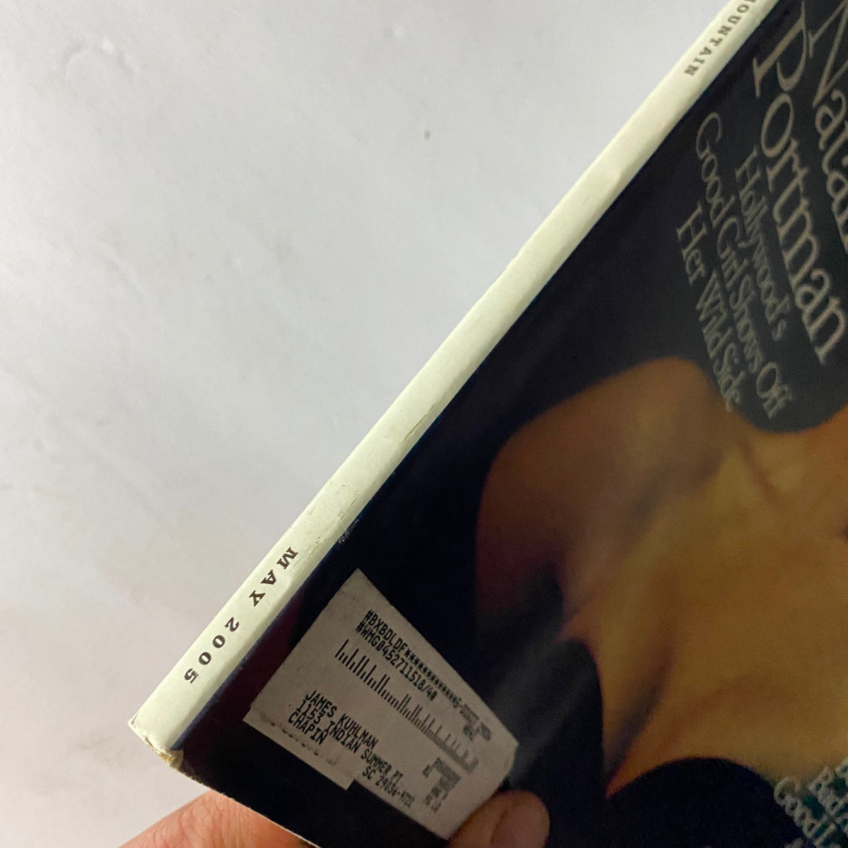 Side view of the W Magazine May 2005 featuring Natalie Portman, showing the magazine's spine and vintage design details.