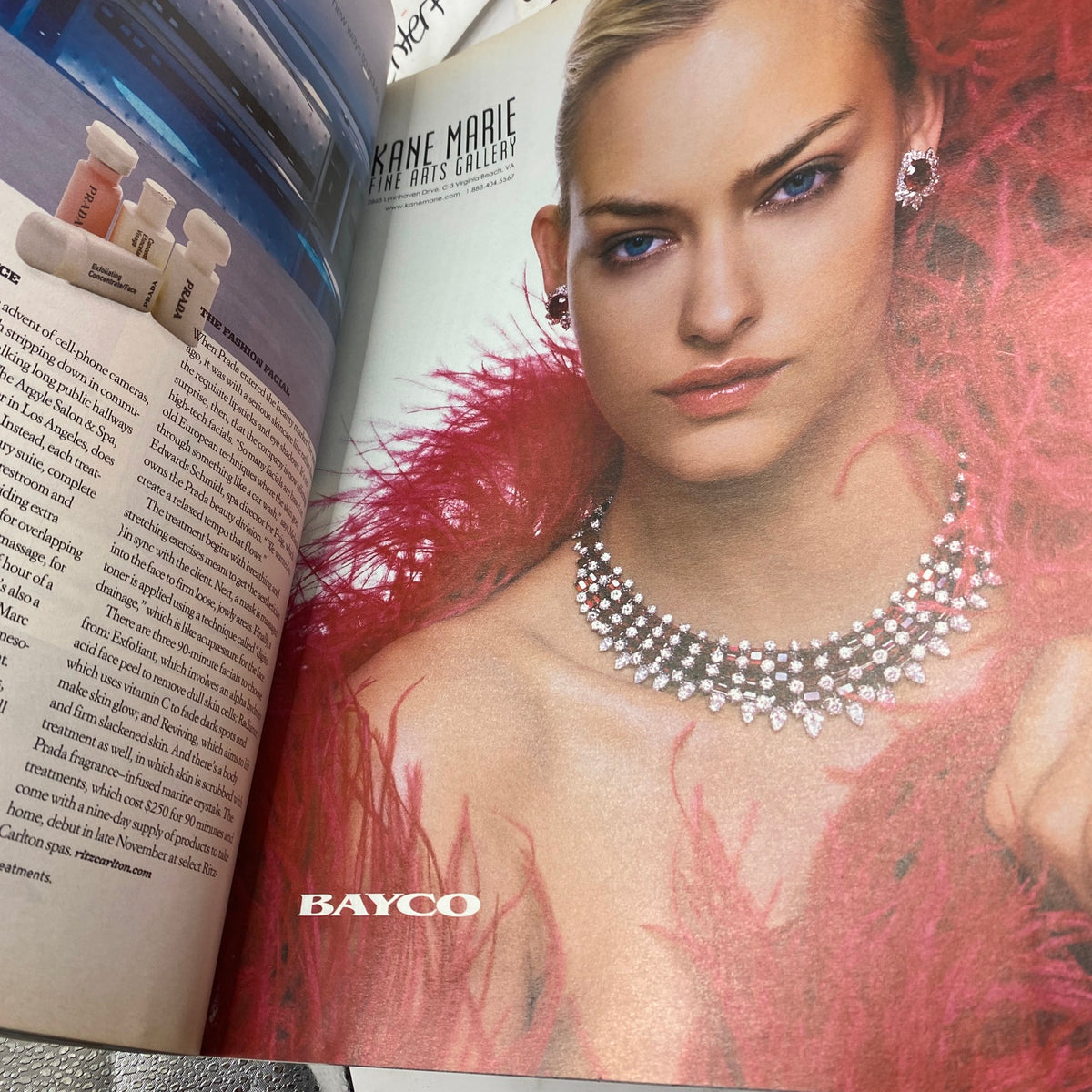 W Magazine November 2005 featuring model with striking makeup, wearing an elaborate necklace and earrings, captured in a fashion spread.