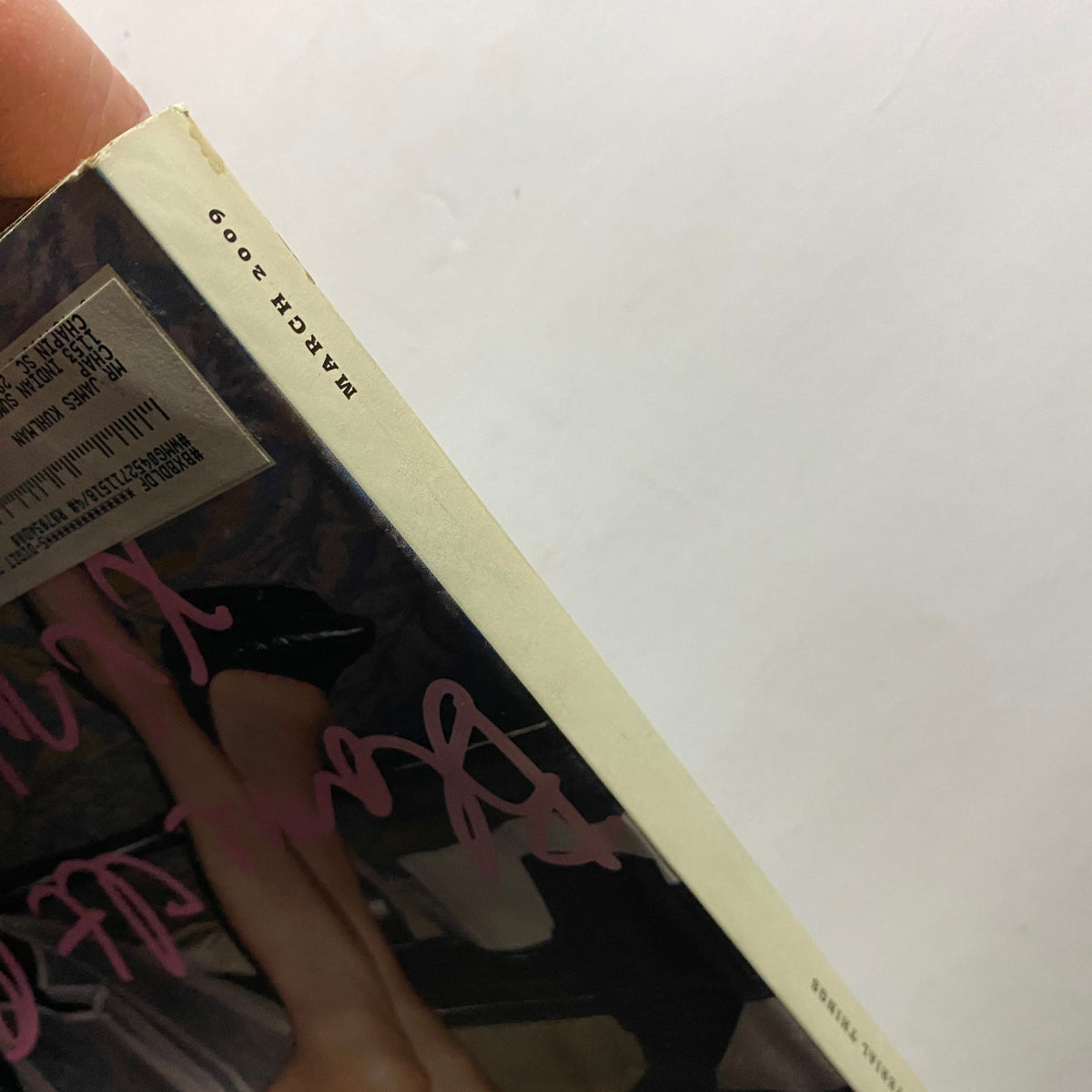 Side view of W Magazine March 2009 edition highlighting the publication's distinctive design and vintage condition, featuring Madonna's cover.