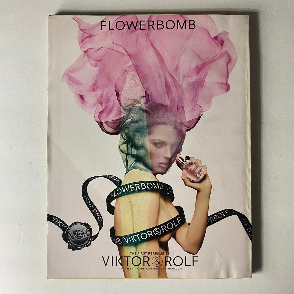 W Magazine May 2008 Cameron Diaz Cover featuring a fashion ad for Viktor & Rolf's Flowerbomb perfume with artistic presentation.