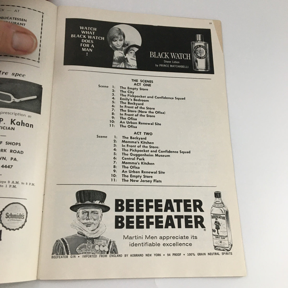 1964 Playbill Shubert Theatre advertisement page for Black Watch play, part of Broadway's theatrical history.