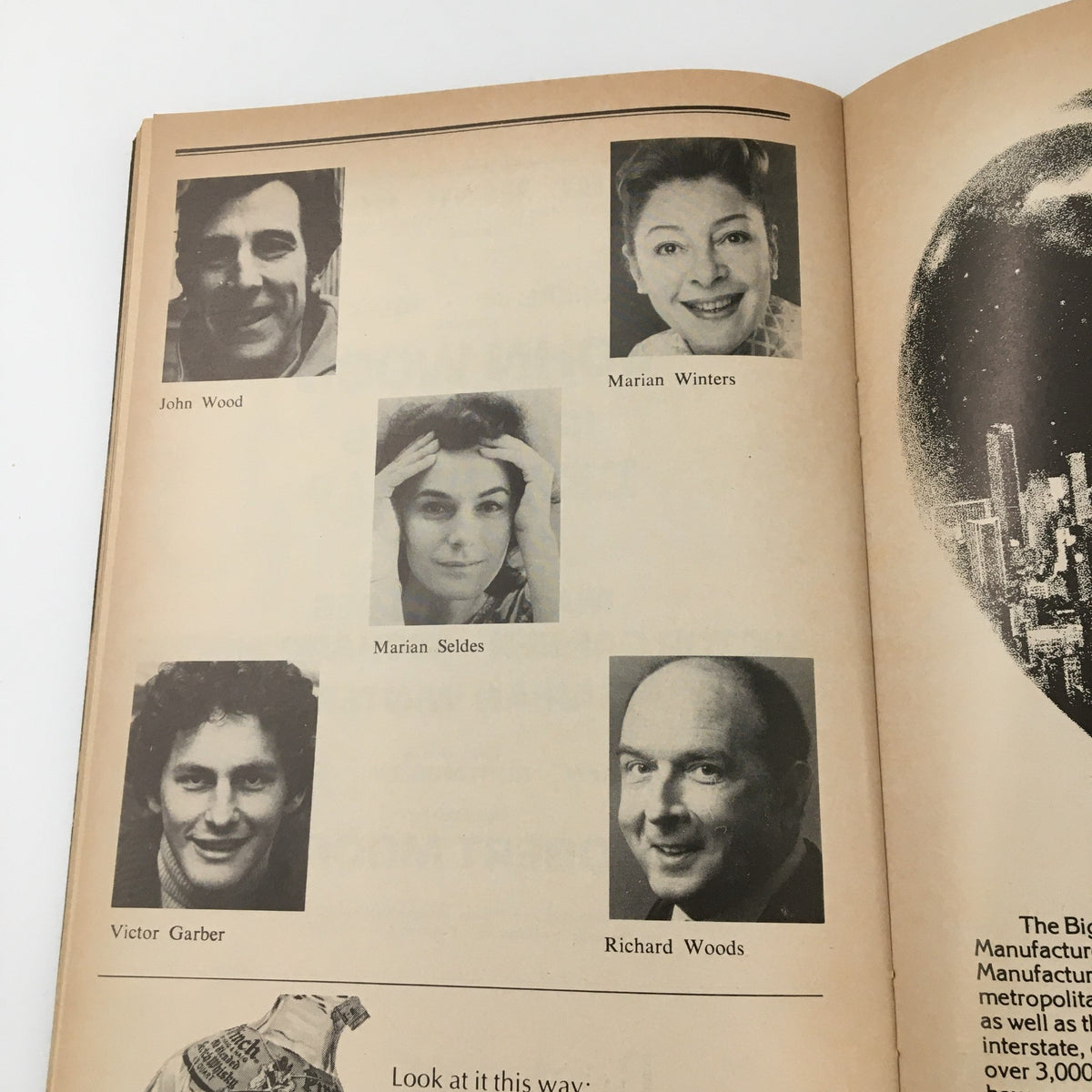 Interior page of the 1978 Playbill for 'Deathtrap' showcasing headshots of prominent cast members including Marian Seldes and Victor Garber.