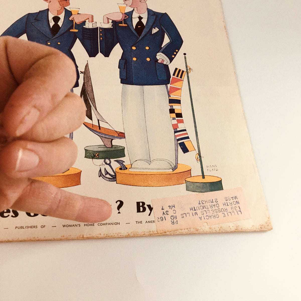 Another close-up shot of the VTG Collier's Magazine cover from September 15, 1934, showcasing 'Who Rules Germany?' by T.R. Ybarra, with a hand gesture indicating the vintage features and address label on the magazine.