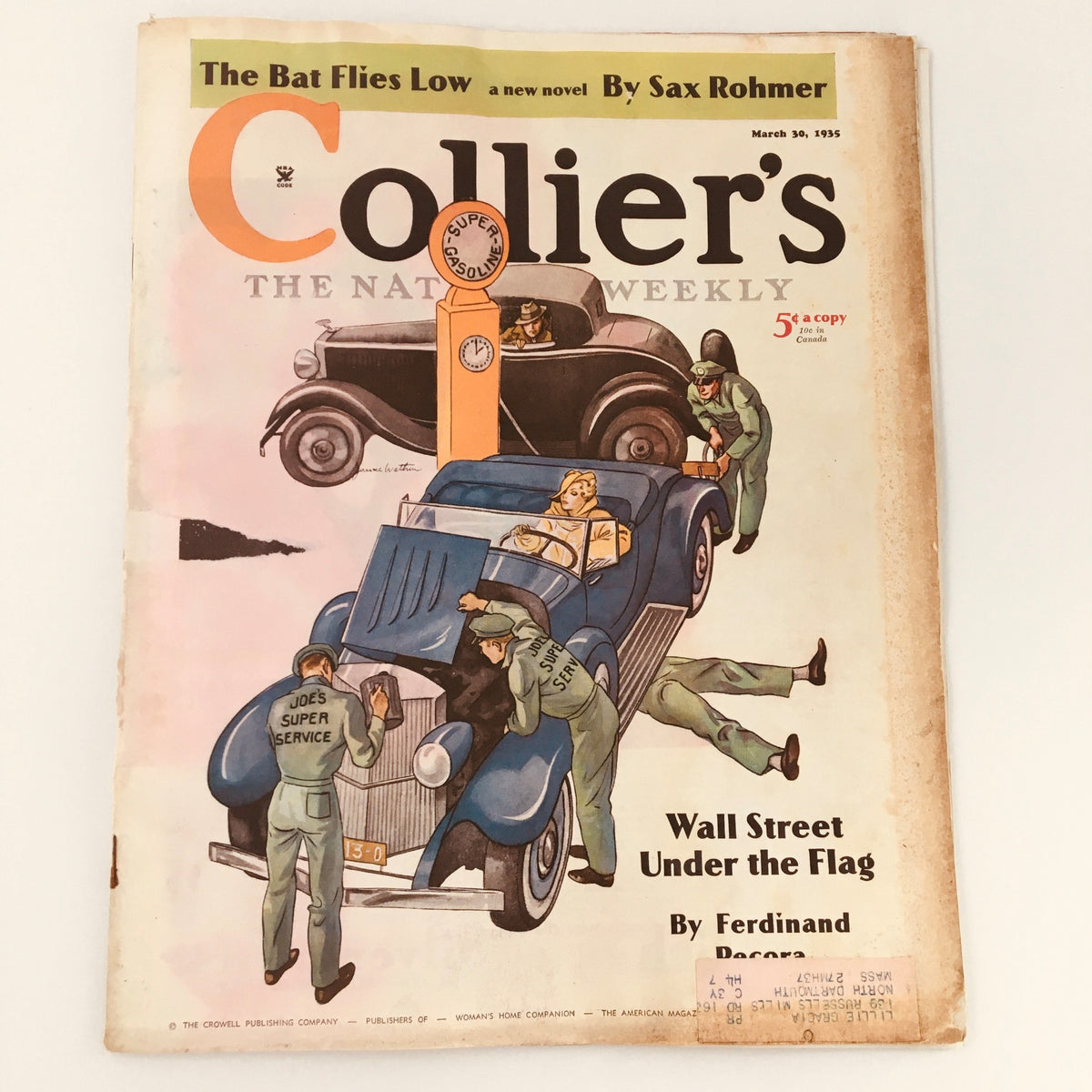 Vintage Collier's Magazine March 30 1935 The Bat Flies Low Novel by Sax Rohmer