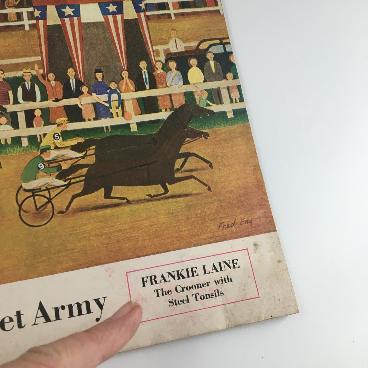 Close-up of the VTG Collier's Magazine cover from August 12, 1950 highlighting the title 'Soviet Germany's Secret Army' and mentioning Frankie Laine, 'The Crooner with Steel Tonsils'.
