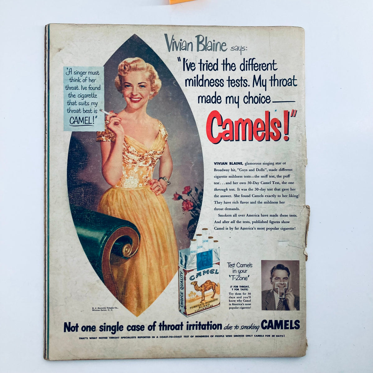 Back cover of VTG Look Magazine October 9 1951, featuring an advertisement for Camel cigarettes with Broadway star Vivian Blaine.