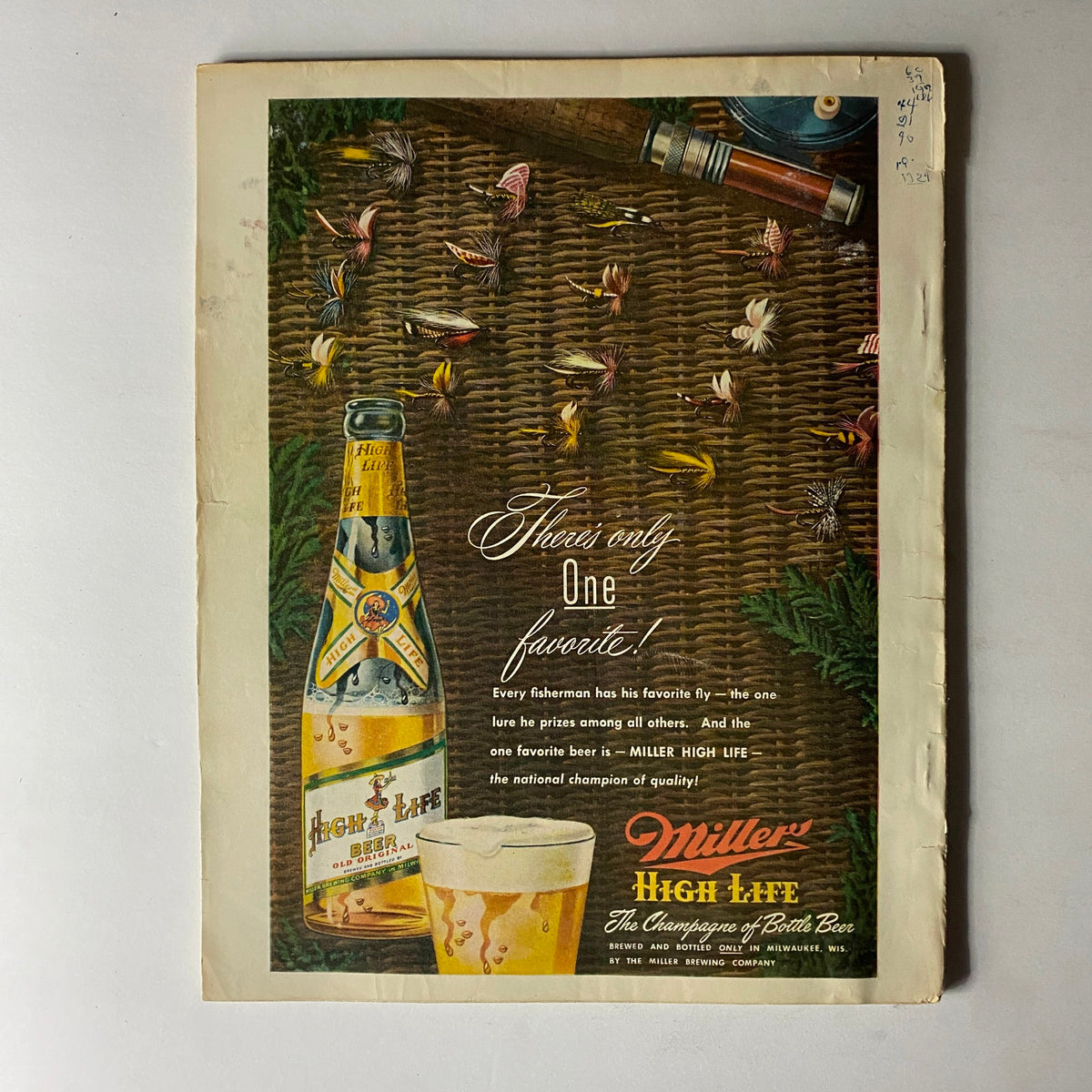 Back cover of Sport Magazine March 1950, featuring an advertisement for Miller High Life beer.