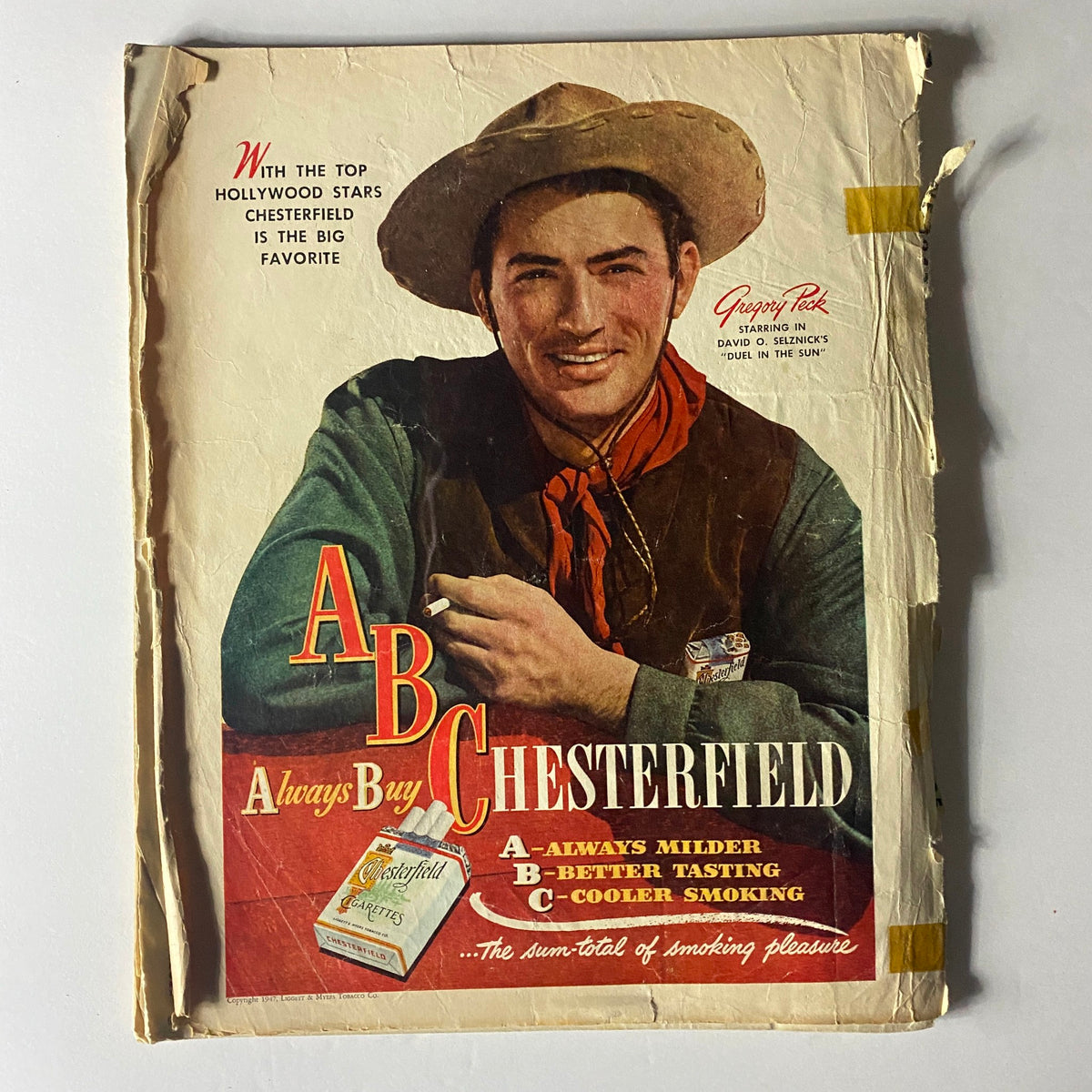 Back cover of the June 1947 Sport Magazine displaying an advertisement for Chesterfield cigarettes, highlighting vintage advertising culture.