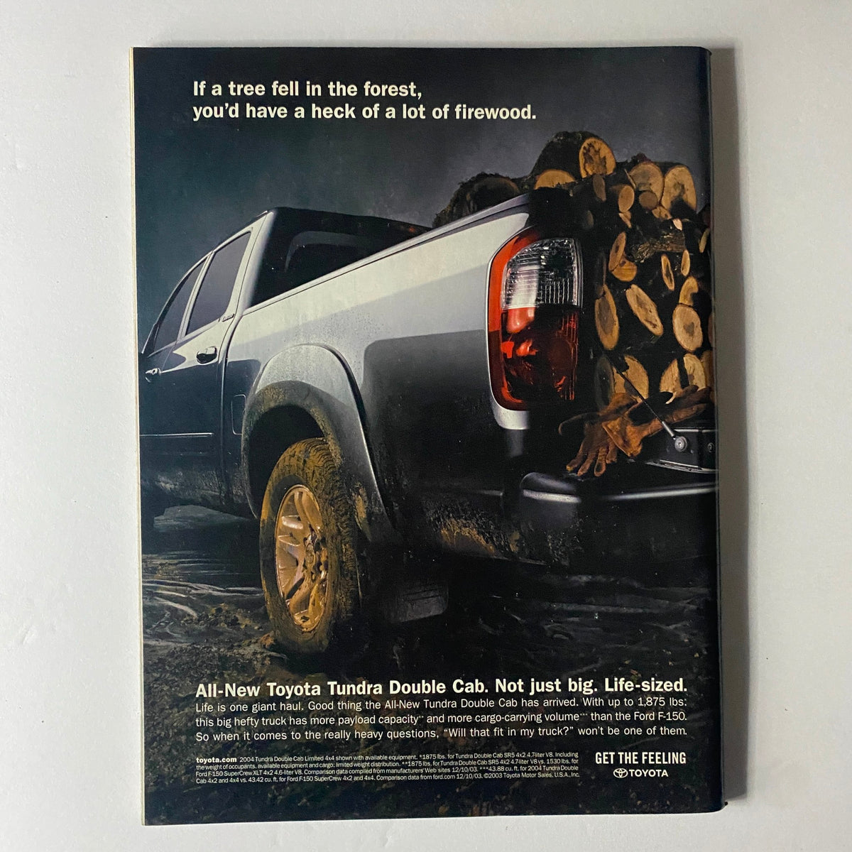 Back cover advertisement of a Toyota Tundra truck in Sports Illustrated Magazine April 26 2004 The Pictures Special Issue.