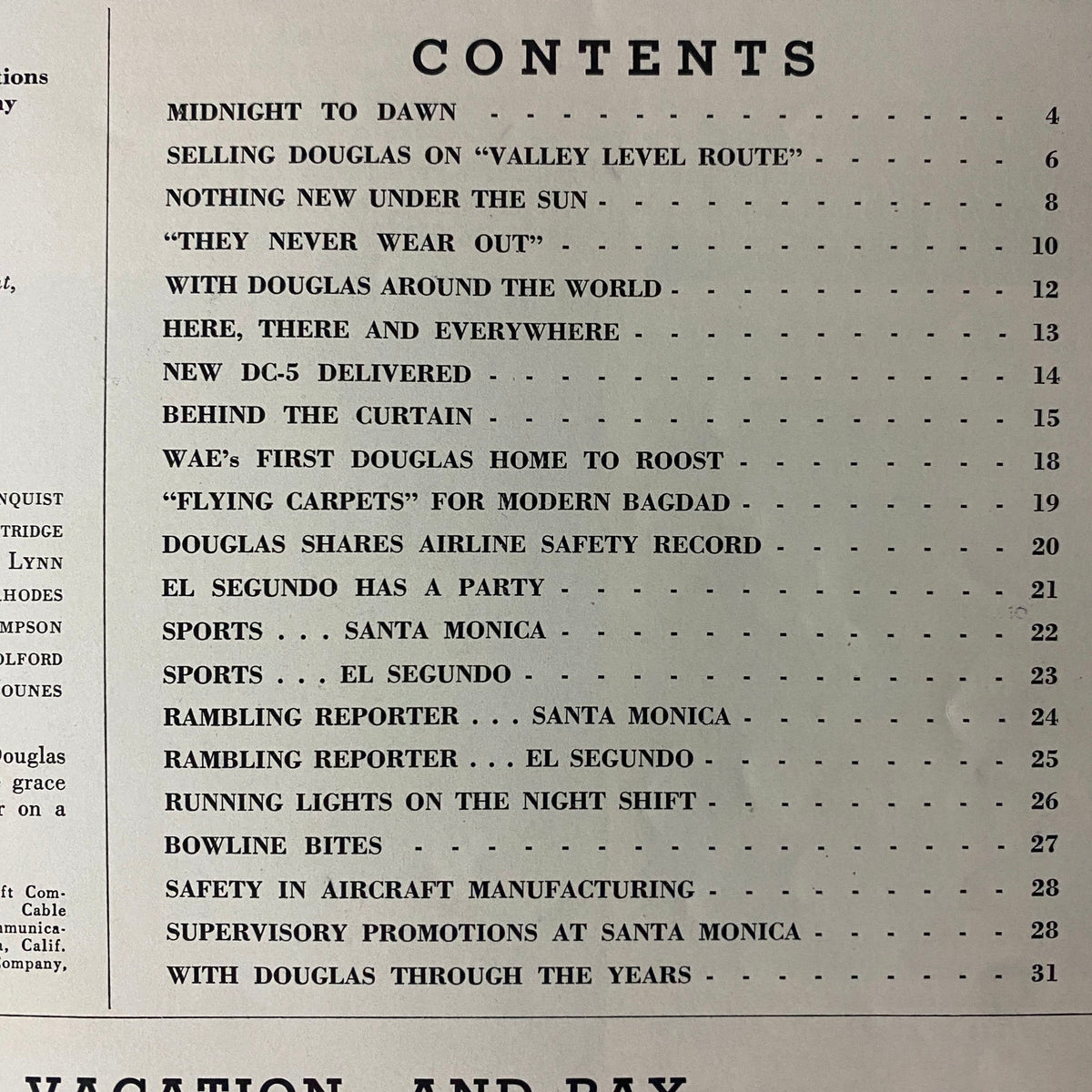 Douglas Airview Magazine April 1940 Midnight to Dawn No Label VG