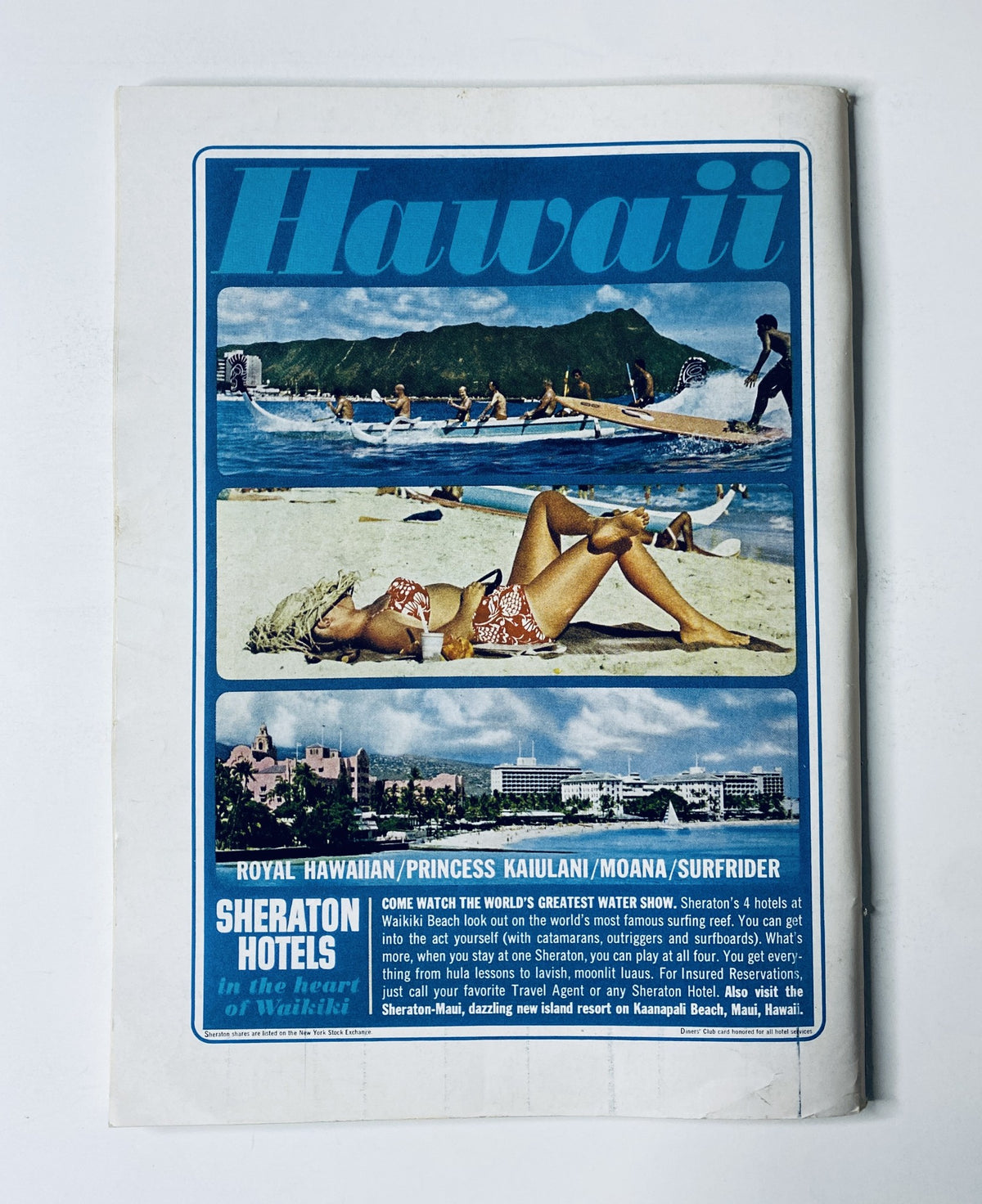 Cover page of The New Yorker Magazine May 9, 1964 advertising Sheraton Hotels in Hawaii, featuring beach scenes and a promotional image.