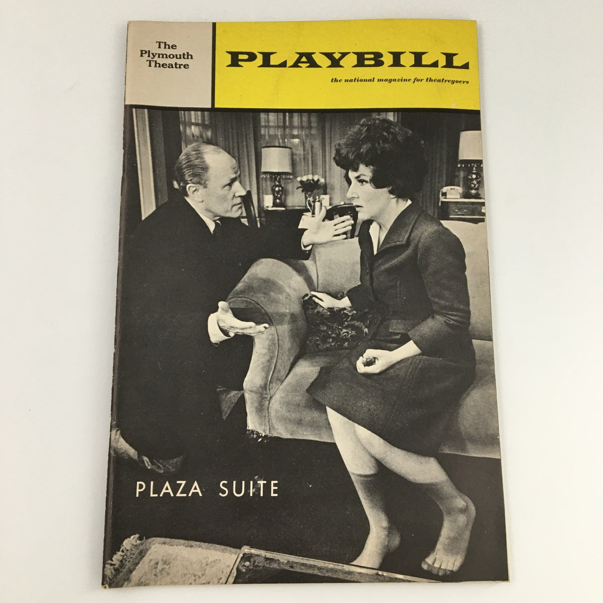 1968 Playbill for 'Plaza Suite' at The Plymouth Theatre featuring a black and white cover with Maureen Stapleton and E.G. Marshall, highlighting a classic Broadway production.