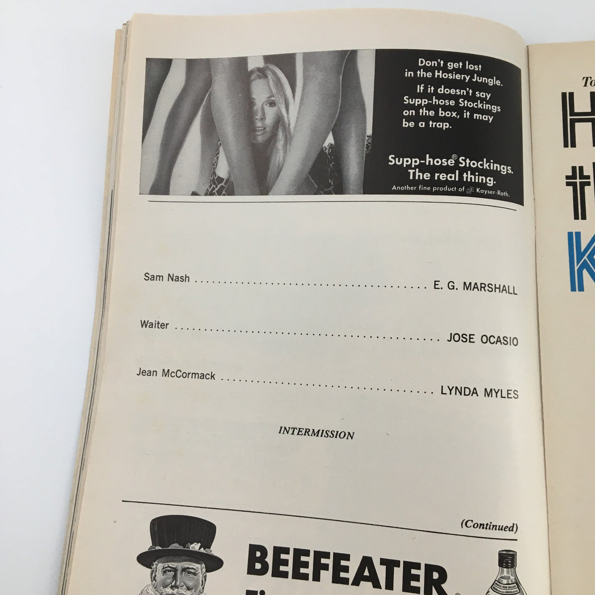 1968 Playbill for 'Plaza Suite' showcasing the cast list including E.G. Marshall, Maureen Stapleton, and intermission details, reflecting classic Broadway theater.