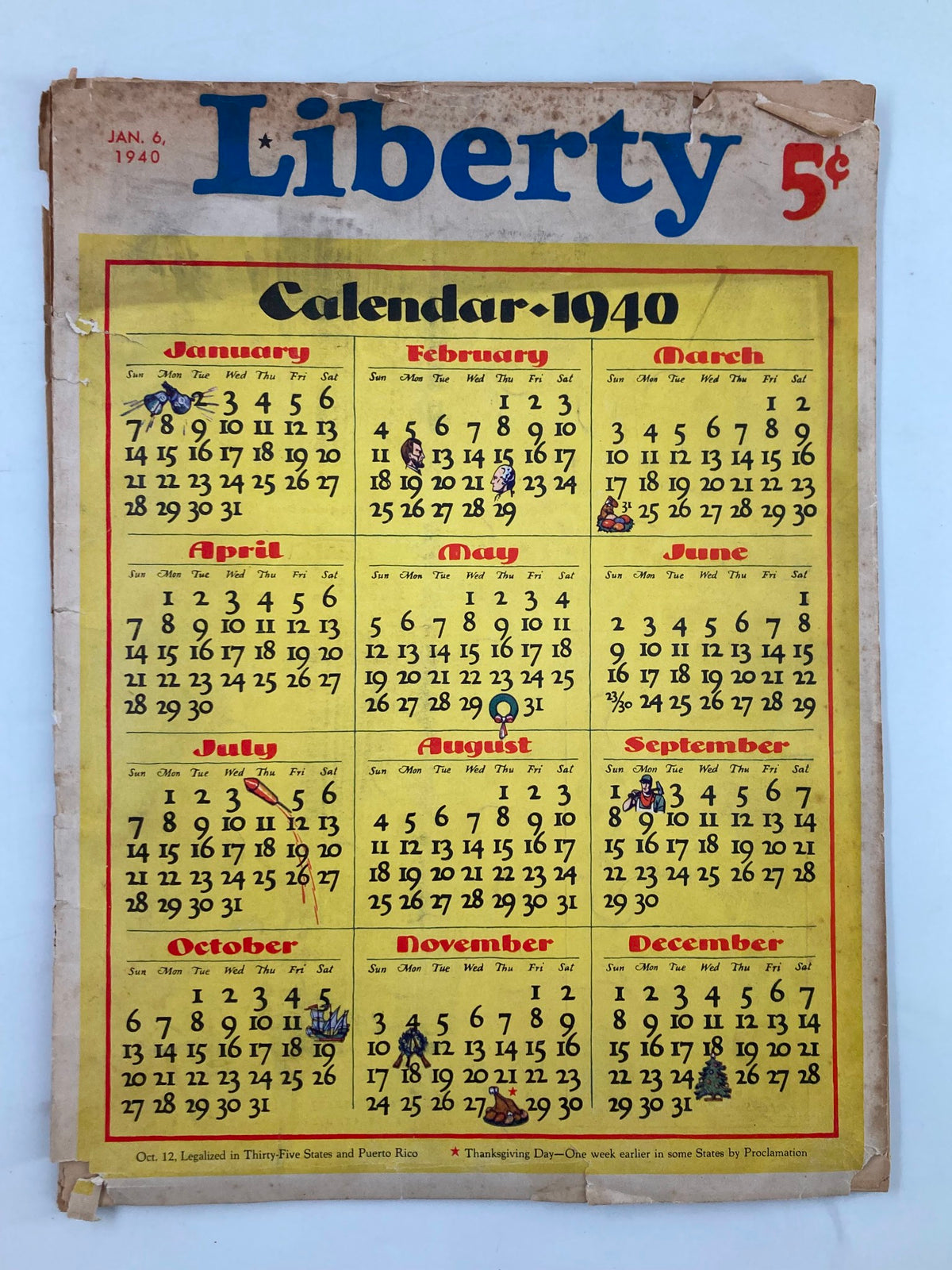 Vintage Liberty Magazine January 6 1940 Economize of Face Insolvency No Label