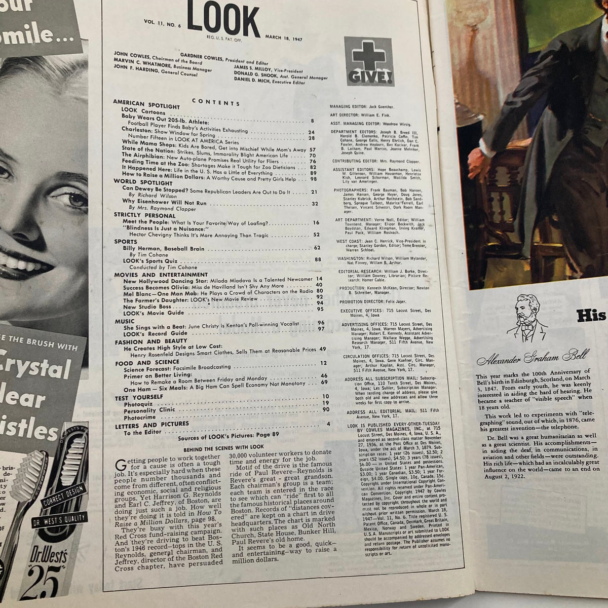 Vintage Look Magazine March 18 1947 Vol 11 No. 6 Dwight Eisenhower No Label