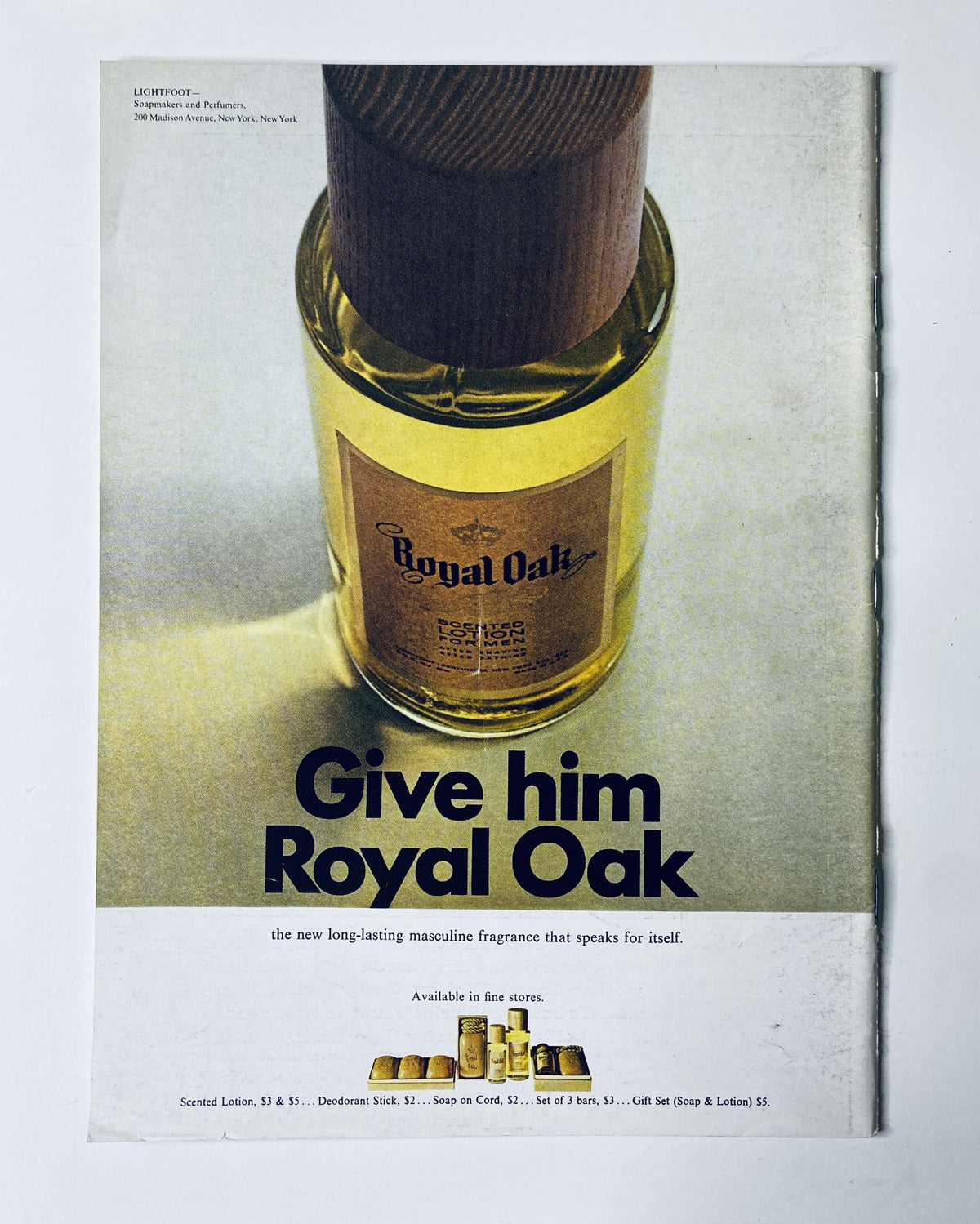 Advertisement from The New Yorker Magazine December 25, 1965 for Royal Oak fragrance, featuring a bottle and promotional text.