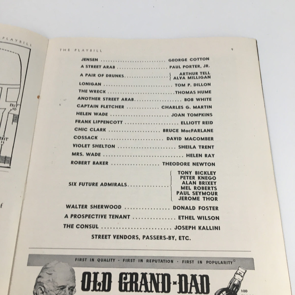 Additional page from the 1942 Playbill Biltmore Theatre 'My Sister Eileen' displaying more cast listings and advertisements.