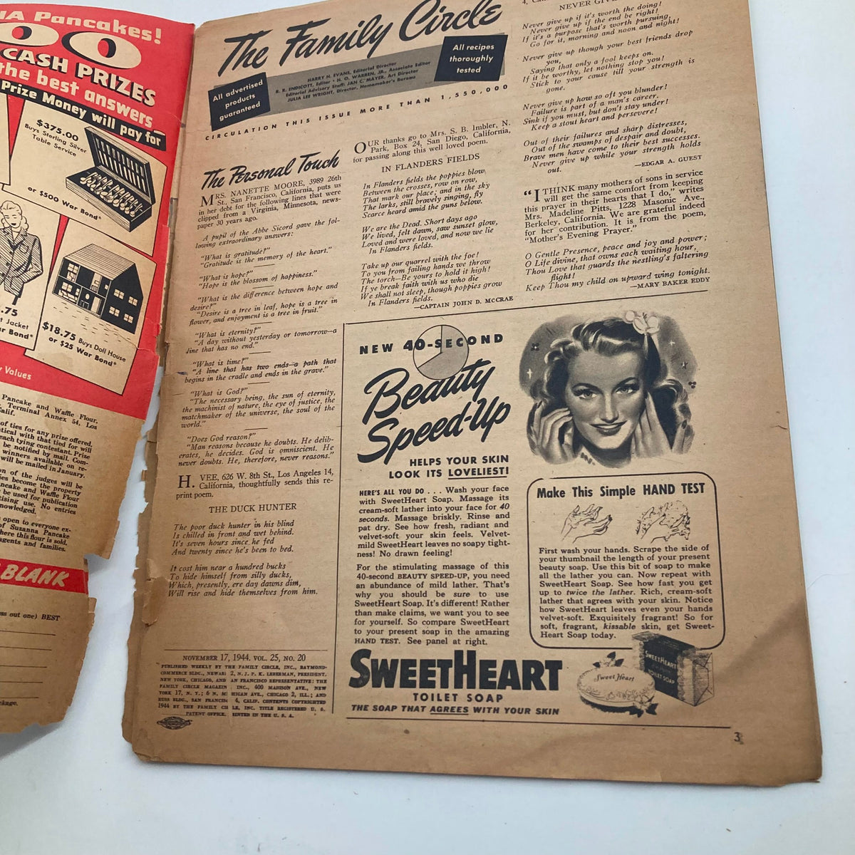 Vintage The Family Circle Magazine November 17 1944 The Duck Hunter No Label
