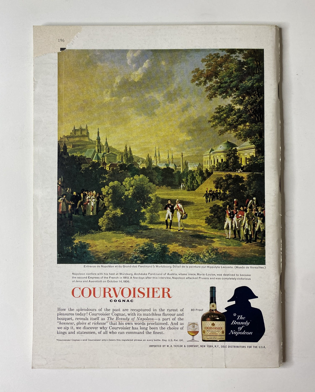 Back cover of The New Yorker Magazine April 23, 1966 showcasing a Courvoisier Cognac advertisement with scenic artwork.