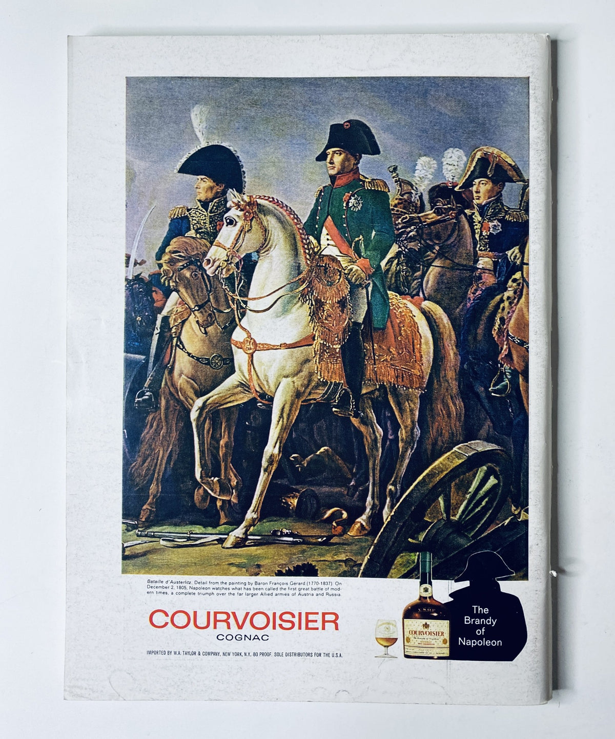 Advertisement page from The New Yorker Magazine December 17, 1966 featuring Courvoisier Cognac with a historical artwork of Napoleon.