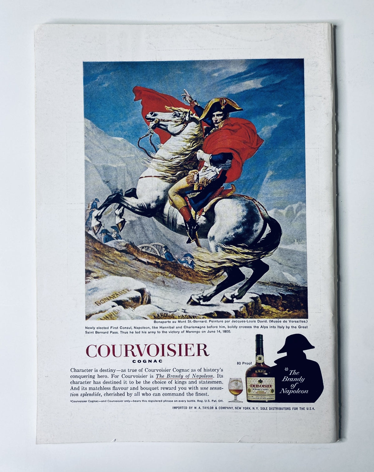 Back cover of The New Yorker Magazine May 28, 1966, displaying an advertisement for Courvoisier Cognac with an image of Napoleon on horseback, highlighting historical themes.