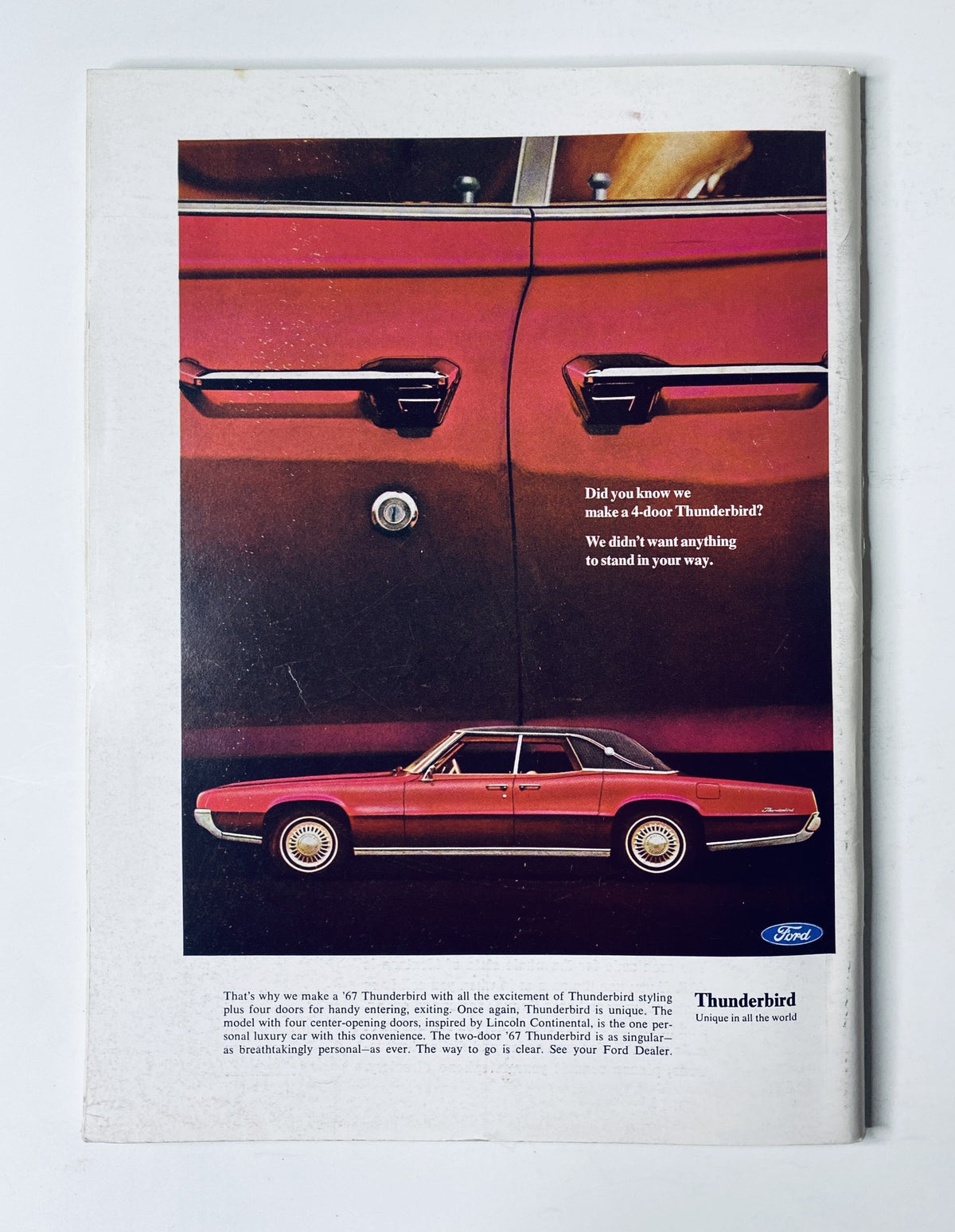 Back cover of The New Yorker Magazine March 18, 1967 featuring a Ford Thunderbird advertisement, highlighting the luxury vehicle and its stylish design.