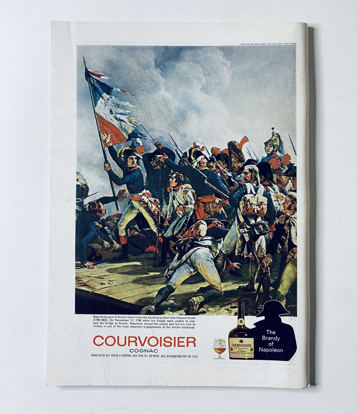 Advertisement page from The New Yorker Magazine, October 5, 1968, featuring a colorful illustration promoting Courvoisier Cognac with a depiction of historical figures waving flags.