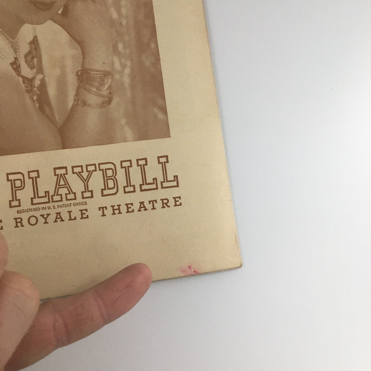 Close-up of the 1947 Playbill Royale Theatre cover highlighting title and vintage design.