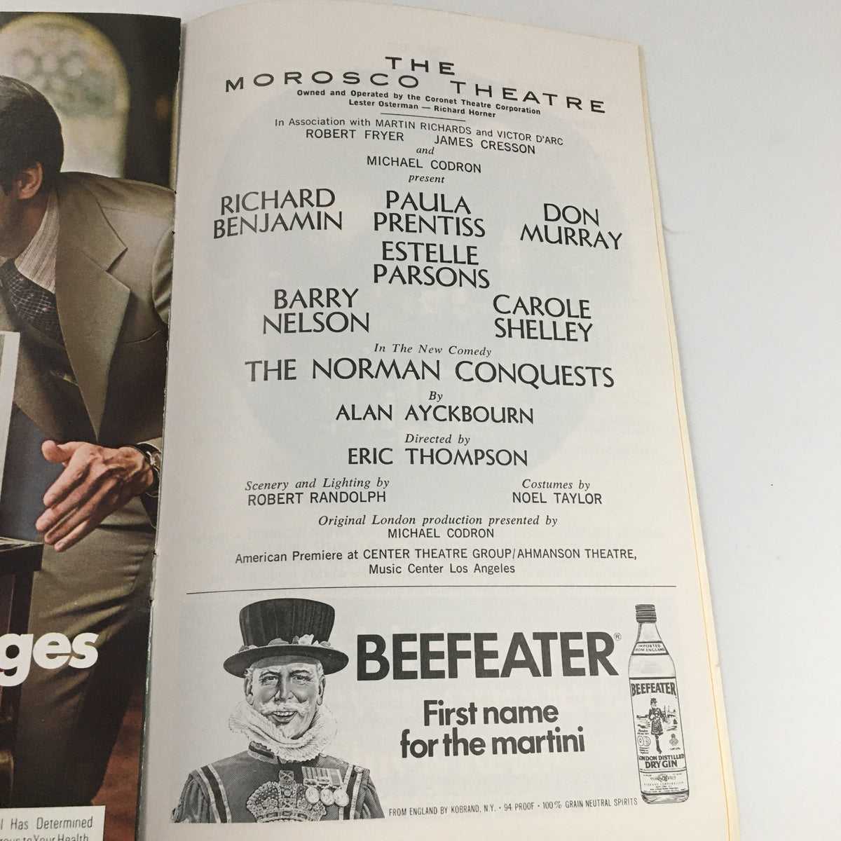 1976 Playbill for 'The Norman Conquests' at Morosco Theatre featuring cast members Richard Benjamin, Don Murray, Paula Prentiss, Estelle Parsons, and more.