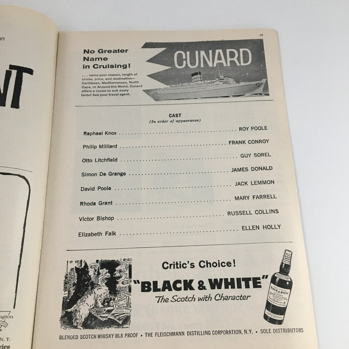 1960 Playbill for 'Face of a Hero' page featuring the cast list including Jack Lemmon and additional advertisements from Eugene O'Neill Theatre.