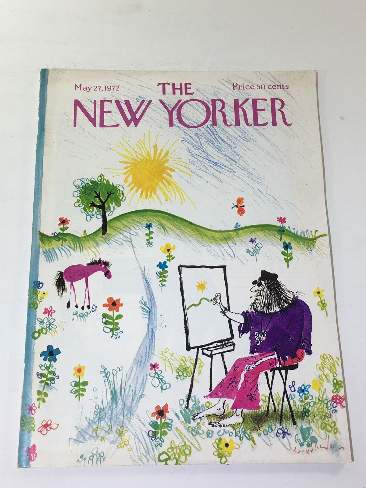 The New Yorker: May 22 1972 - Cover illustrated by Ronald Searle, featuring whimsical art of a painter in a colorful garden with flowers and a horse.